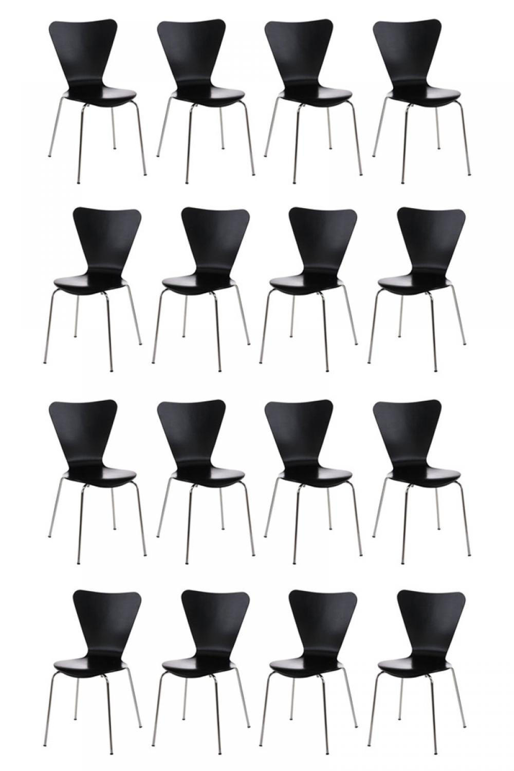 BESUCHERSTUHL 16er Set Holz schwarz - Schwarz, Holz/Metall (45/85/49cm) - CLP