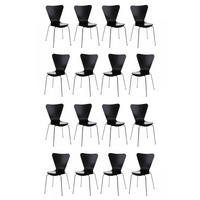 BESUCHERSTUHL 16er Set Holz schwarz - Schwarz, Holz/Metall (45/85/49cm) - CLP