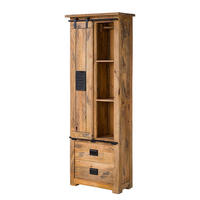 HOCHSCHRANK - Mango massiv / Eisen - Mango / Schwarz - Braun, Holz/Metall (70/195/35cm) - home24