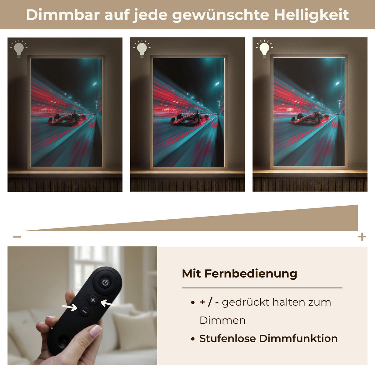 NÁSTĚNNÁ LAMPA S AKUMULÁTOREM Závodní auto - Červená - Rychlost 40x60 cm - tyrkysová, kompozitní dřevo (40/60/8cm) - OnlyWow