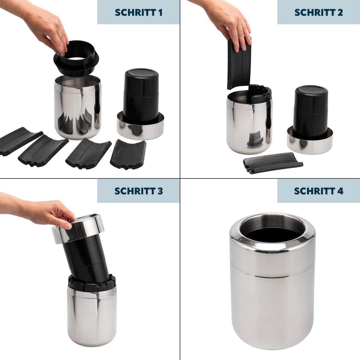 EDELSTAHL-FLASCHENKÜHLER 750 ml-Flaschen, silber, Edelstahl - Edelstahlfarben, Metall (13/19cm) - bremermann