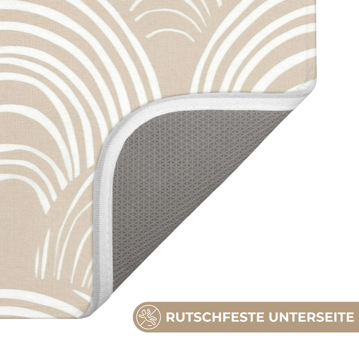 KOUPELNOVÁ PŘEDLOŽKA Vlny - Textura - Béžová 120x60 cm - kašmírová, textil/plast (120/60cm) - OnlyWow