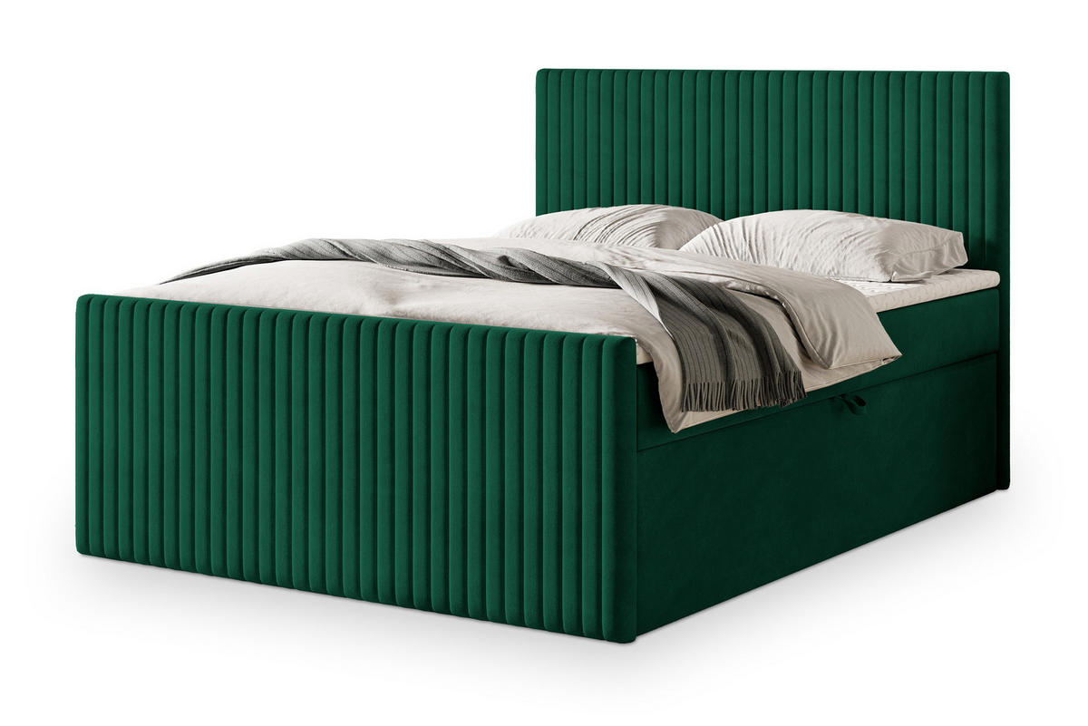 POSTEL BOXSPRING TERVAN 160x200 cm, s matrací a úložným prostorem, tmavě zelená - tmavě zelená, kompozitní dřevo/textil (160/200cm) - MASSENO