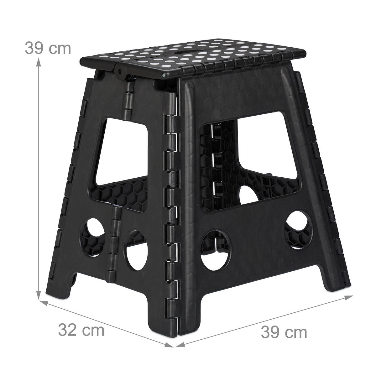 TABURET Negru XL pliabil - negru, material plastic/material textil (39/39/32cm) - Relaxdays