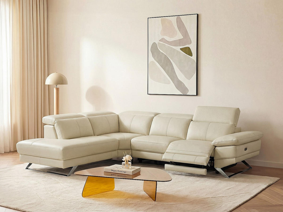 RELAXSOFA - 6 Personen - Leder - Beige - - Beige, Leder (299/76/239cm) - Vente-Unique