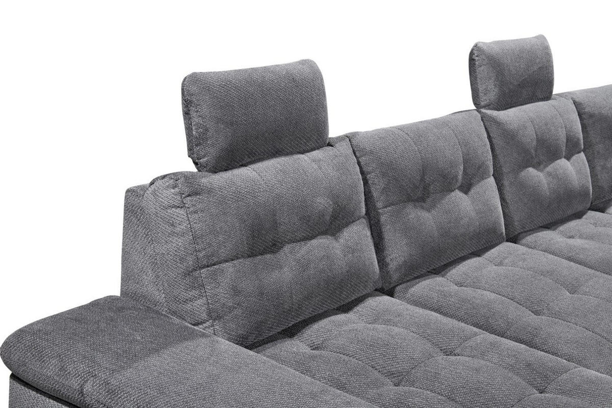 WOHNLANDSCHAFT mit Schlaffunktion und Bettkasten - Chromfarben/Titanfarben, Holz/Kunststoff (218/107/324cm) - ed exciting design