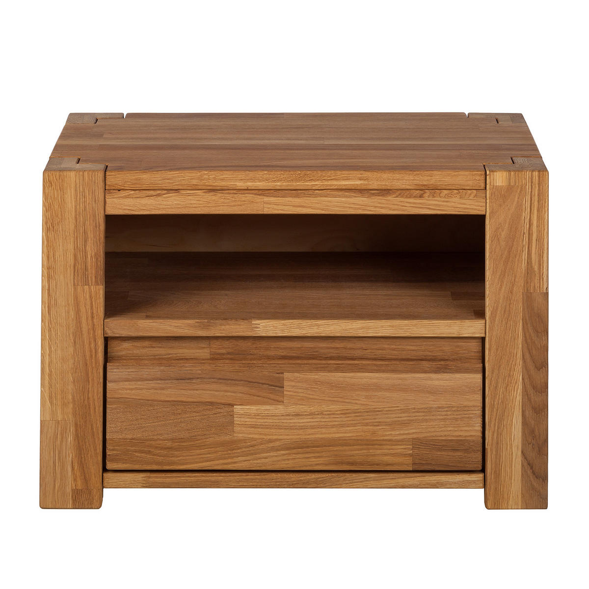 NACHTKOMMODE - Massivholz - Eichefarben, Holz (61/42/35cm) - home24