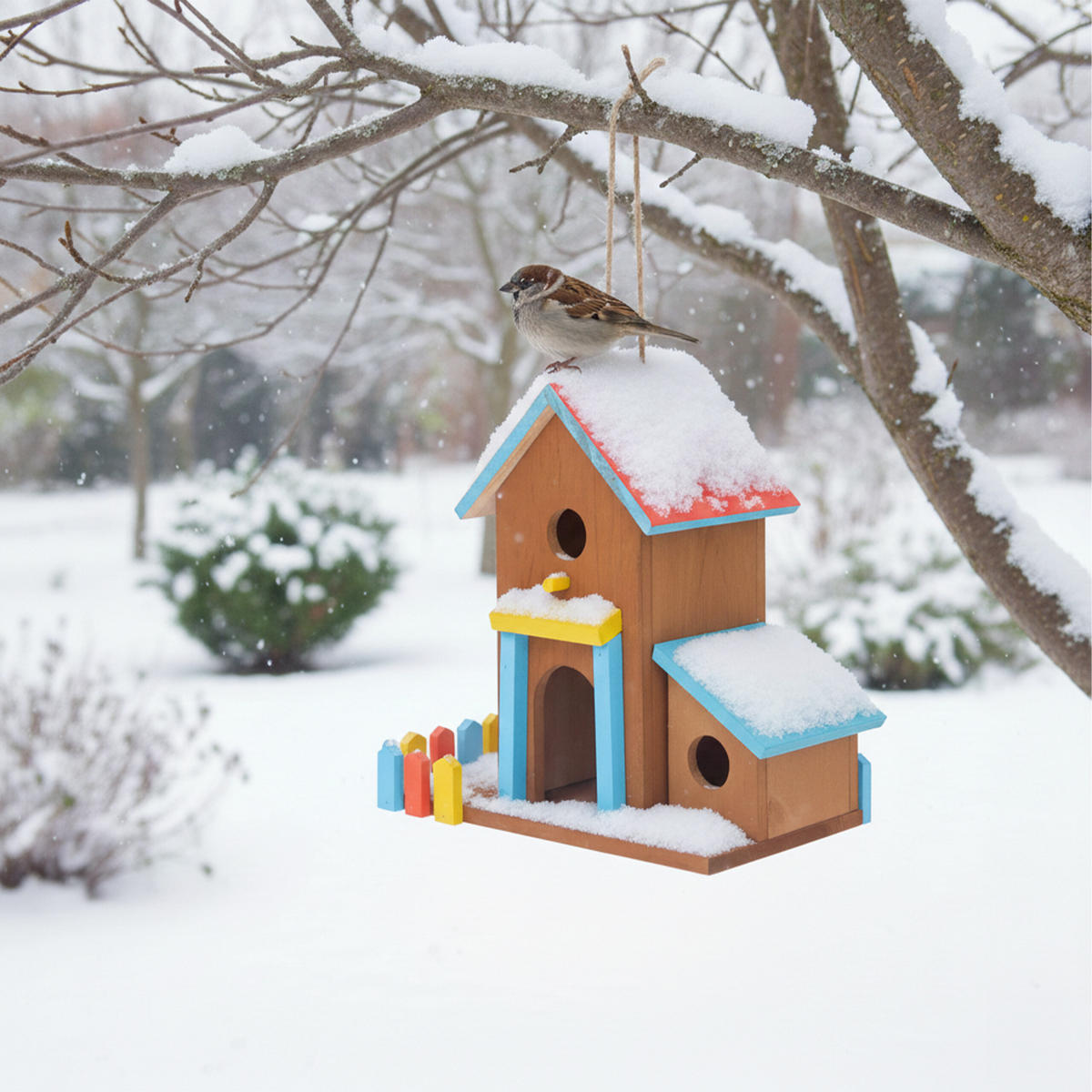 KRMÍTKO - různobarevná, dřevo (32.5/30.5/19cm) - Relaxdays