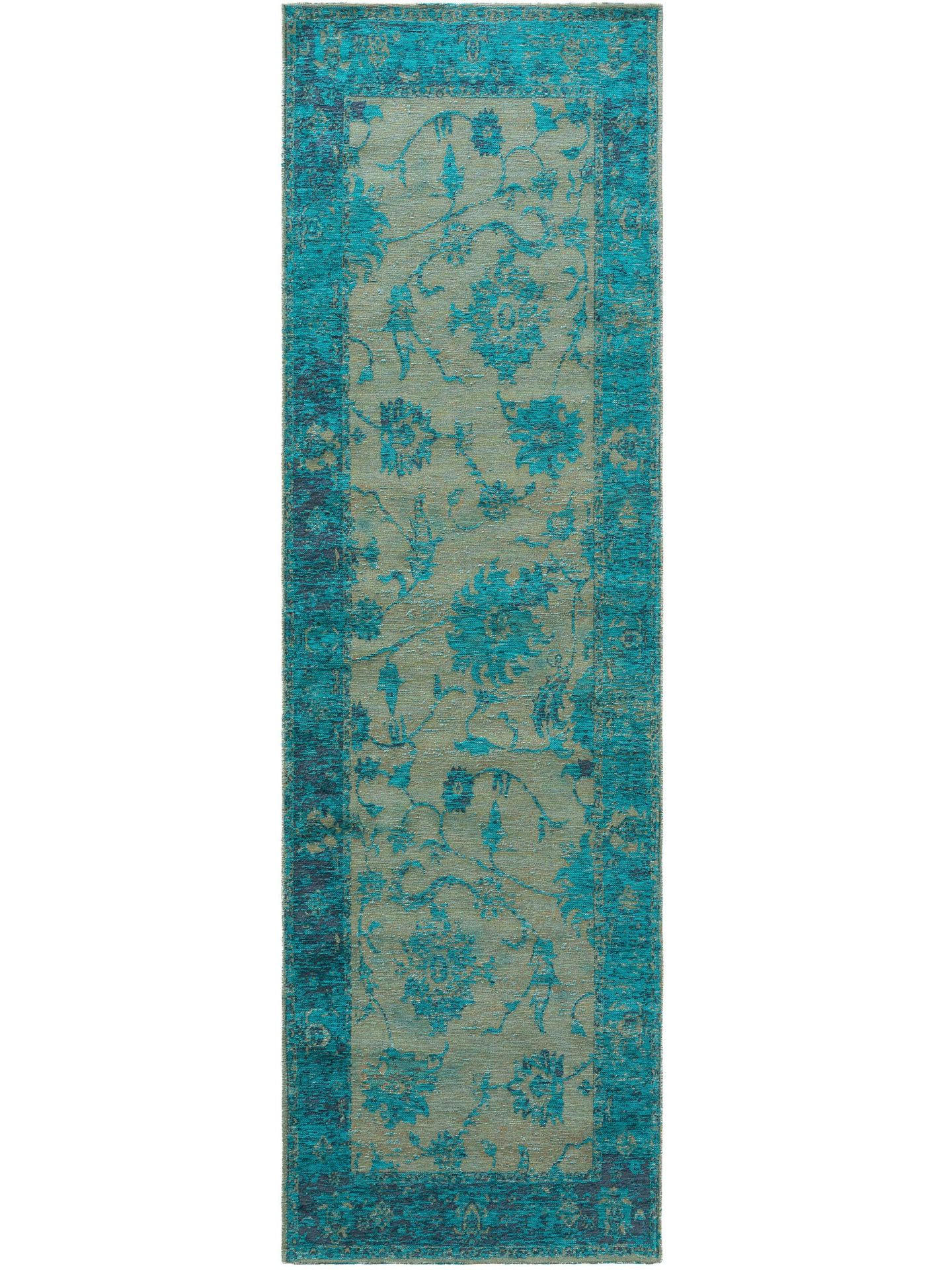 LÄUFER Frencie Türkis 80x250 cm - Türkis, Textil (80/1cm) - KUNSTLOFT
