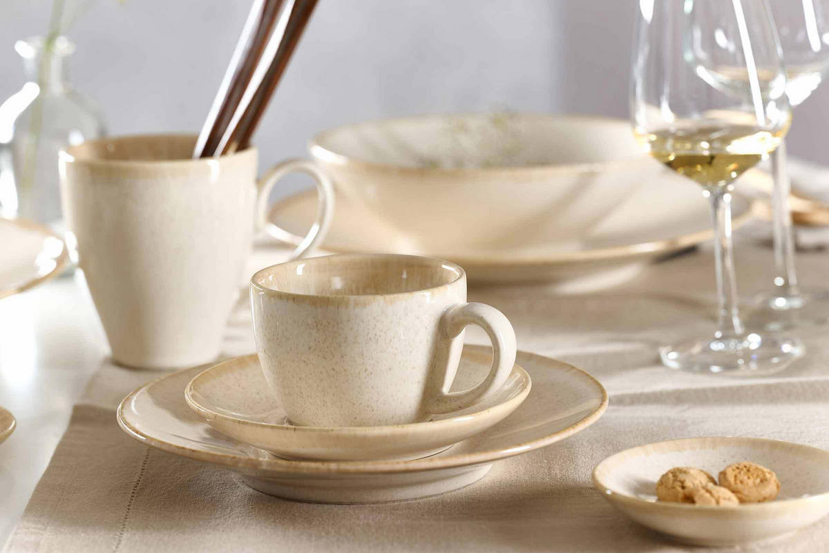 ESPRESSOTASSEN MIT UNTERTASSEN Sahara Creme 100 ml 6er Set - Creme, Keramik (11.5/7/11.5cm) - Ritzenhoff Breker