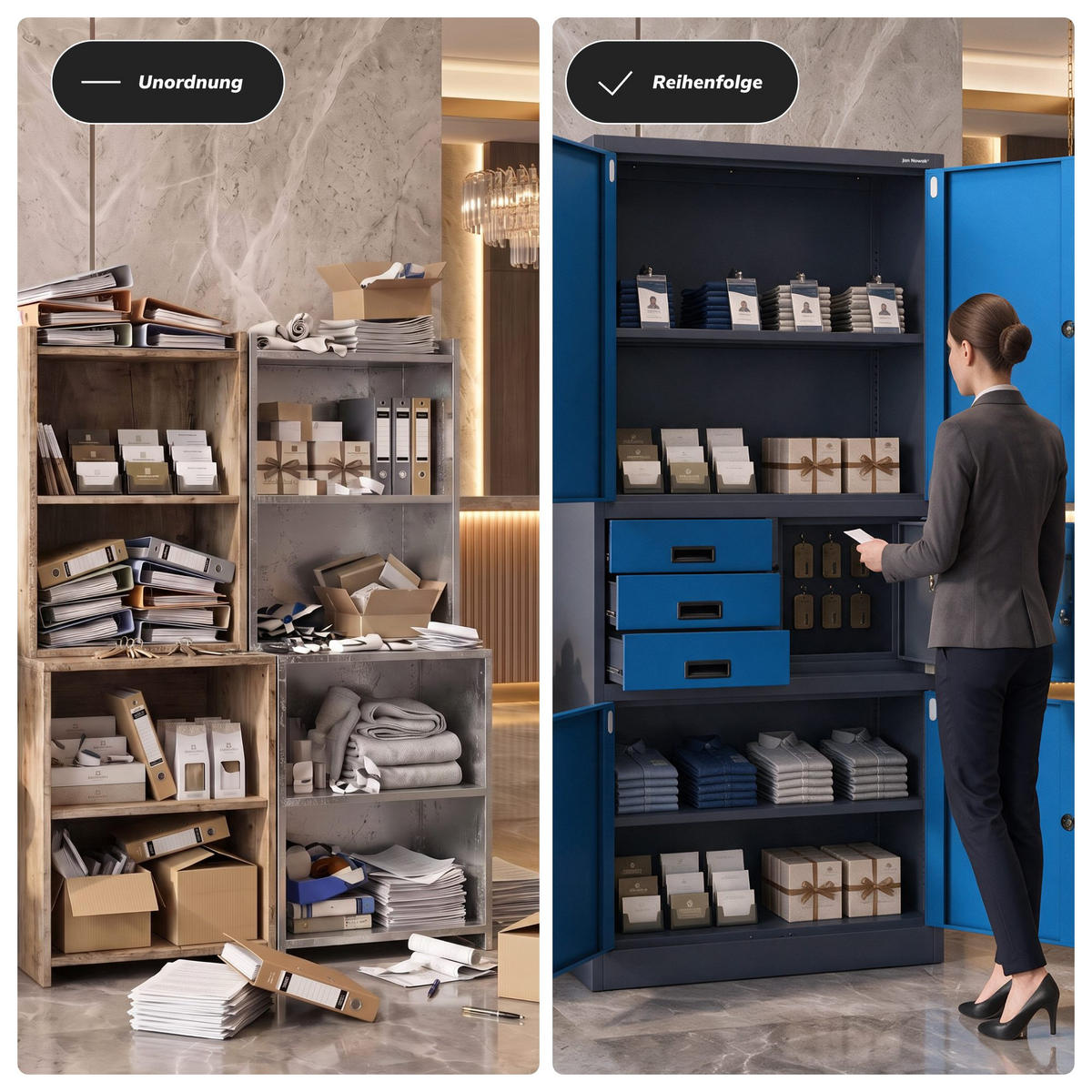 AKTENSCHRANK FILIP II 185x90x40 cm - Blau/Anthrazit, Metall (90/185/40cm) - Jan Nowak