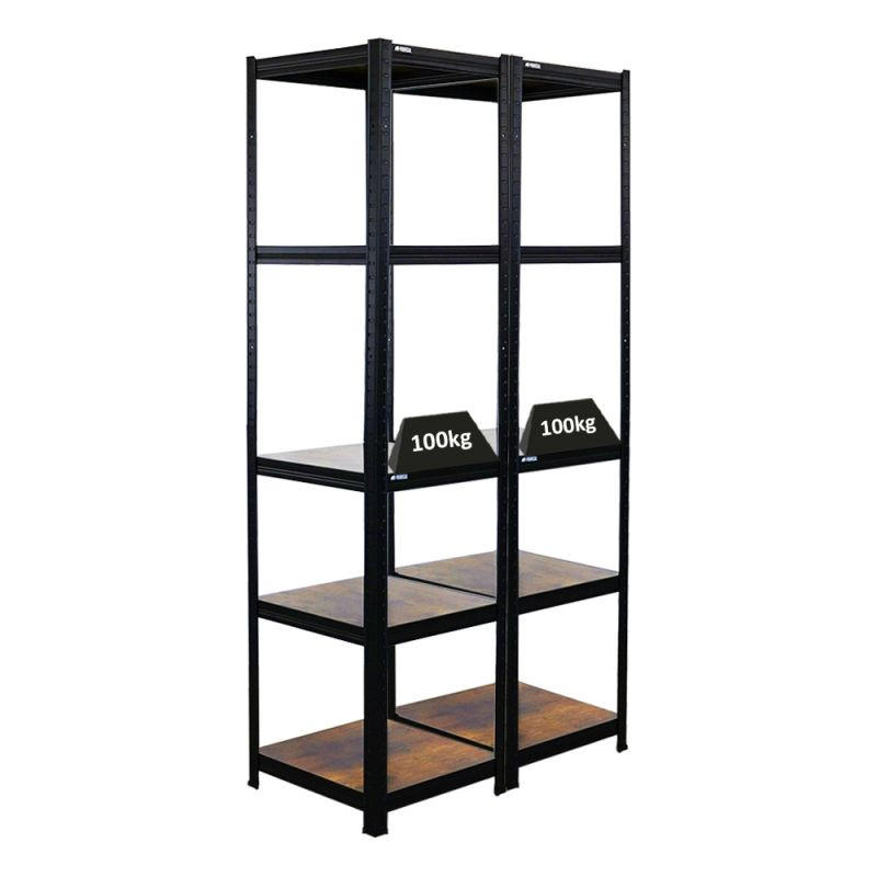 SCHWERLASTREGAL 2 Stück Vintage Series Ragnar 180x45x45cm Vintagebraun-Schwarz - Schwarz, Metall (90/180/45cm) - PROREGAL
