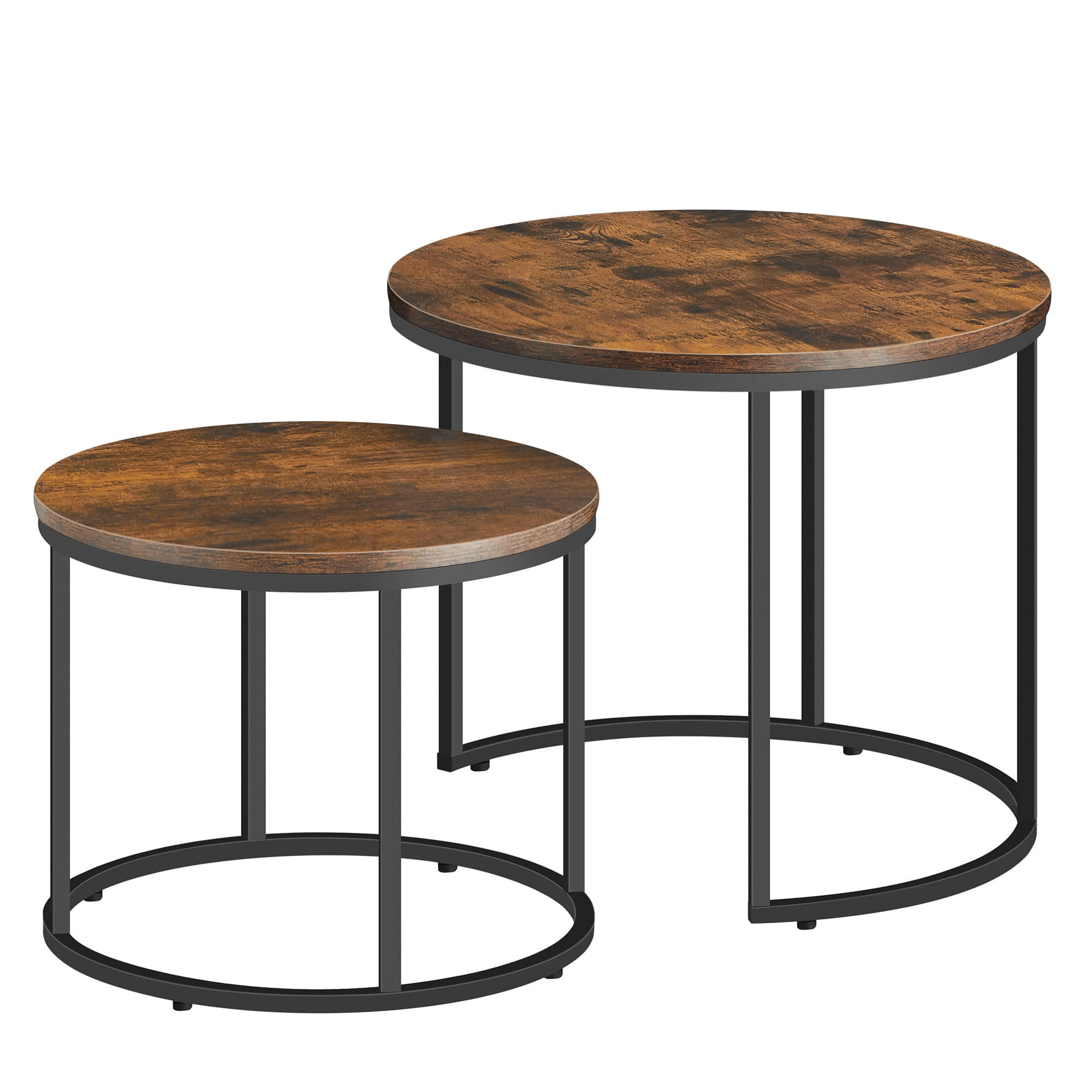 COUCHTISCH 2er Set rund - Alteiche, Holzwerkstoff/Metall (53/53/45cm) - Mat-Haus