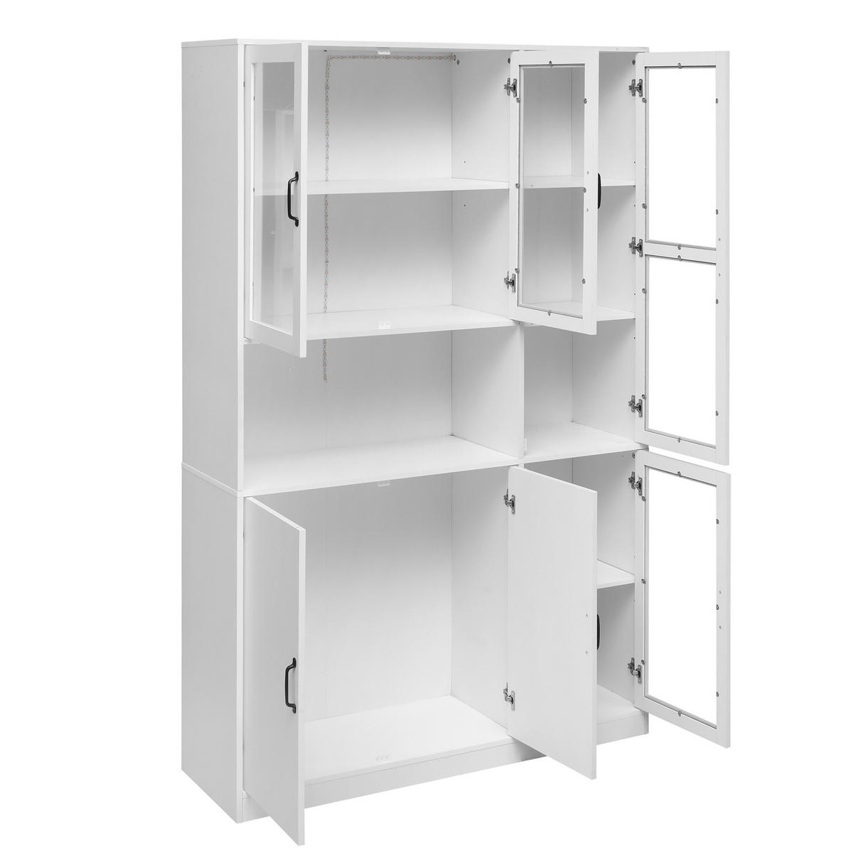 VITRINE DE-37861 mit LED-Beleuchtung und 9 Fächern Weiß - Weiß, Holzwerkstoff (120/200/40cm) - ComfortXL