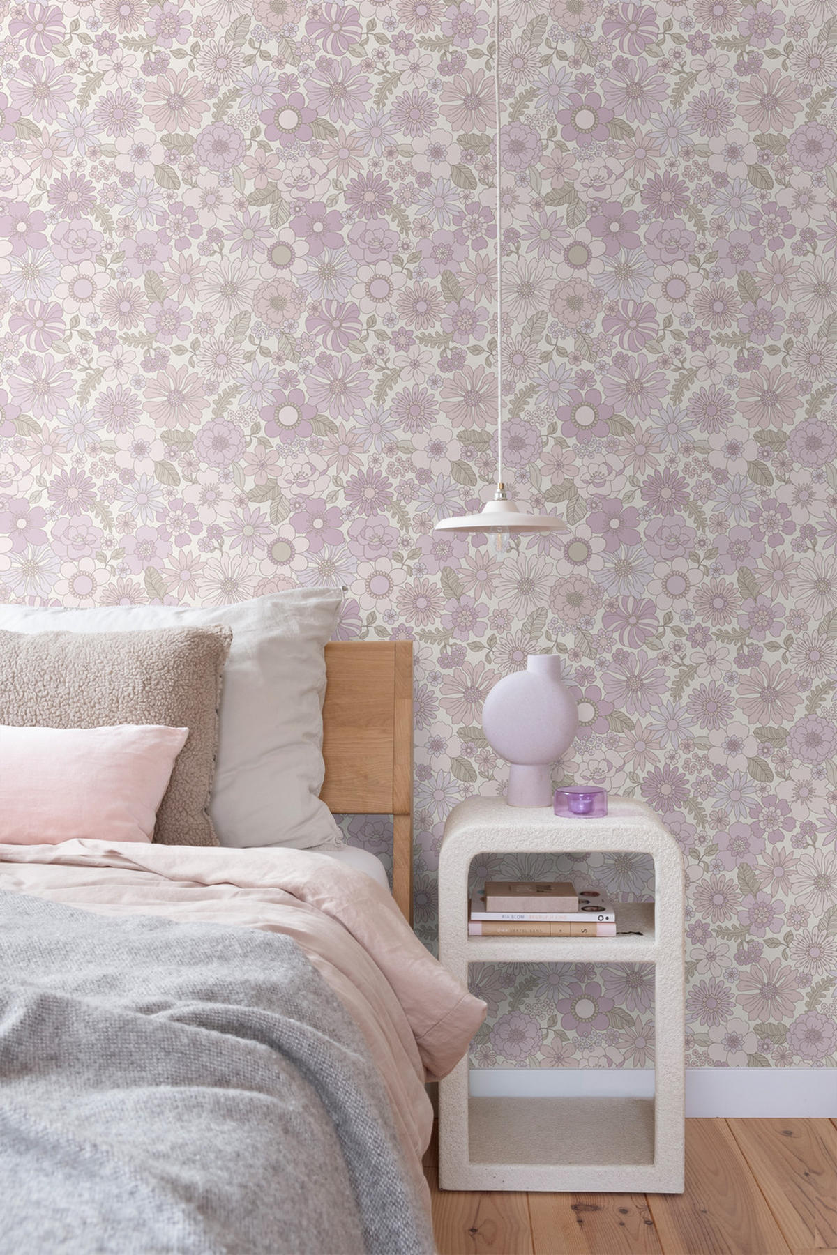 TAPETE Retro Blumen 50 x 900 cm - Lila, Papier (50/900cm) - ESTAhome