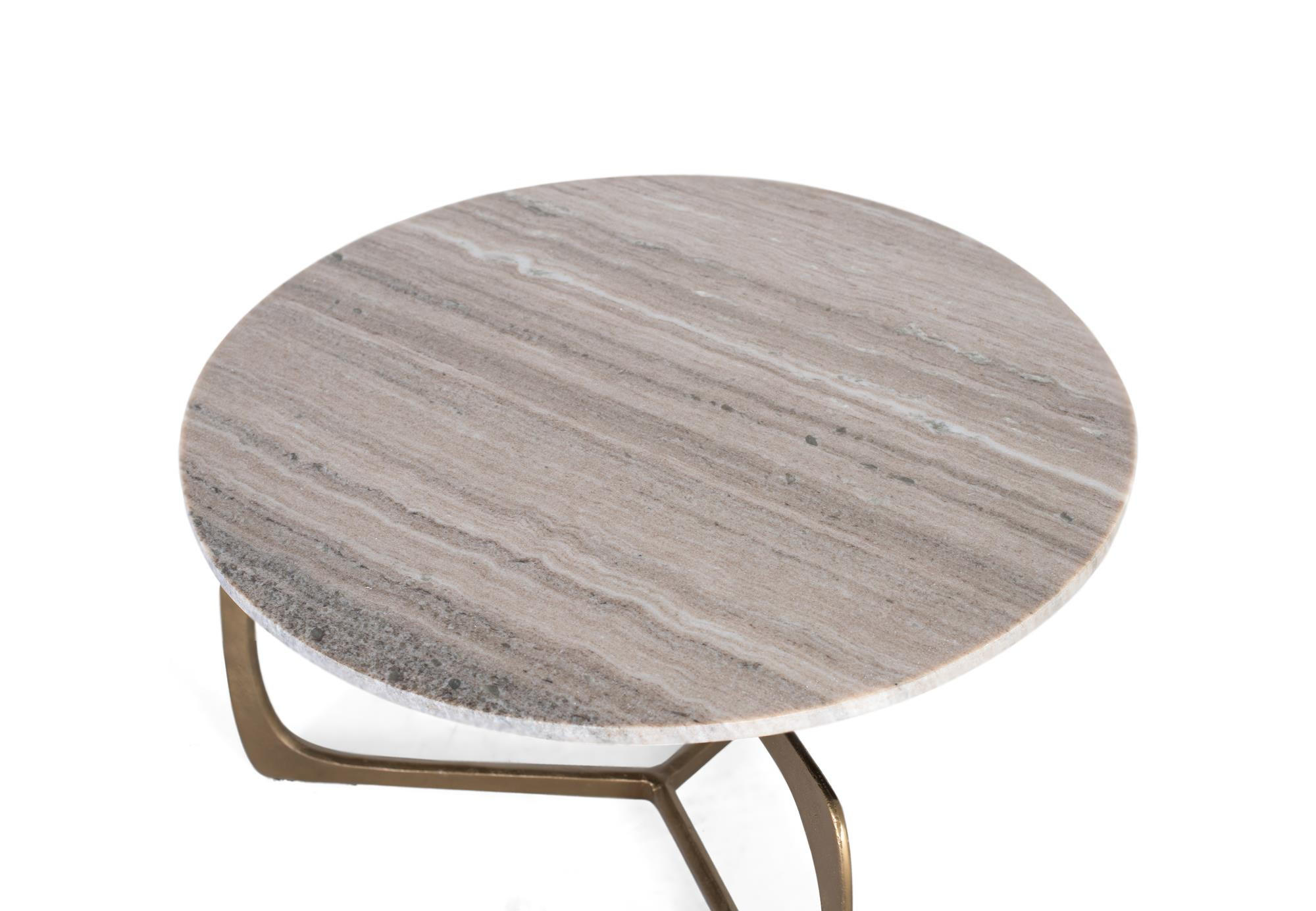 COUCHTISCH mit Metallgestell und Marmorplatte - Goldfarben, Metall (71/71/42cm) - Giner y Colomer