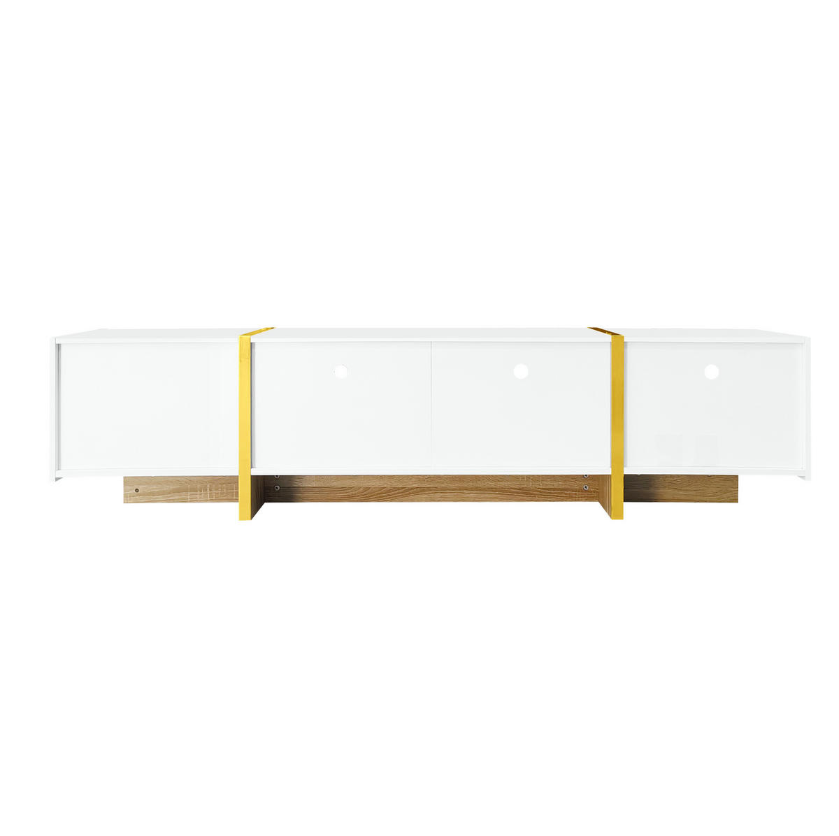 LOWBOARD 190/35/45 cm in Weiß mit 3 Türen, 2 Schubladen und goldenen Akzenten - Weiß, Holzwerkstoff (190/45/35cm) - Flora Grace