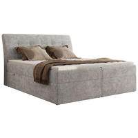 BOXBETT DAGOS 160/200 - Hellgrau Schenille grob gewebt - H3 - Topper T25 - Hellgrau, Textil (160/200cm) - MKS