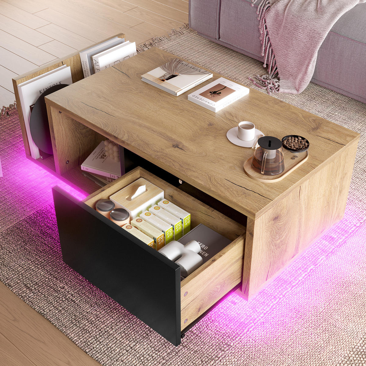 COUCHTISCH DE-06 Natur - Naturfarben, Holzwerkstoff (99.5/53/38cm) - ComfortXL
