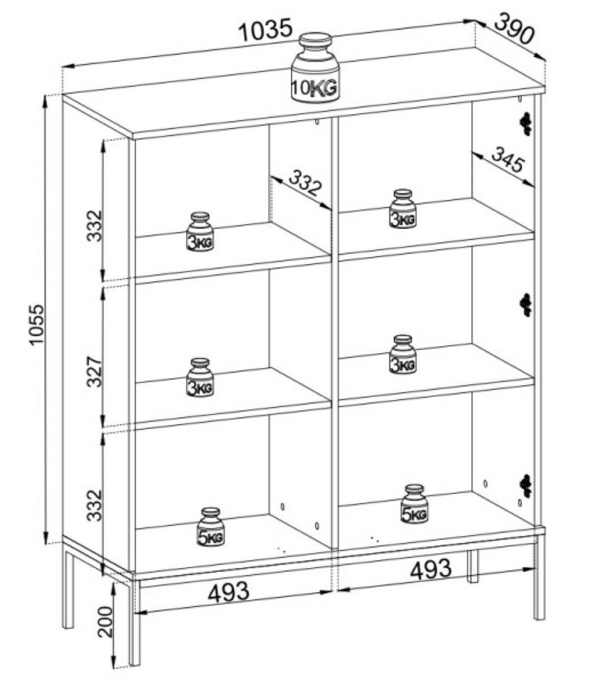 VITRINE Weiß SANTI WT104 Mit LED-Beleuchtung - Multicolor, Holzwerkstoff (104/126/39cm) - Sepro Meble