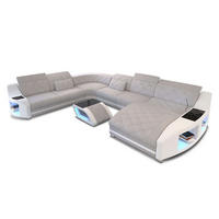WOHNLANDSCHAFT Stoff Wohnlandschaft Swing Macchiato Weiß Strukturstoff - Braun, Kunststoff (404/90/295cm)