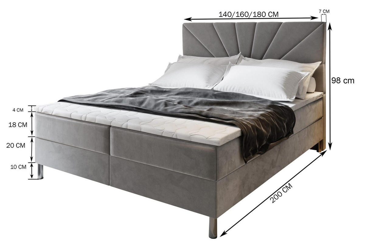 BOXBETT MURI 160x200 cm mit Matratze und Topper - Beige - Beige, Holz (160/200cm) - MASSENO