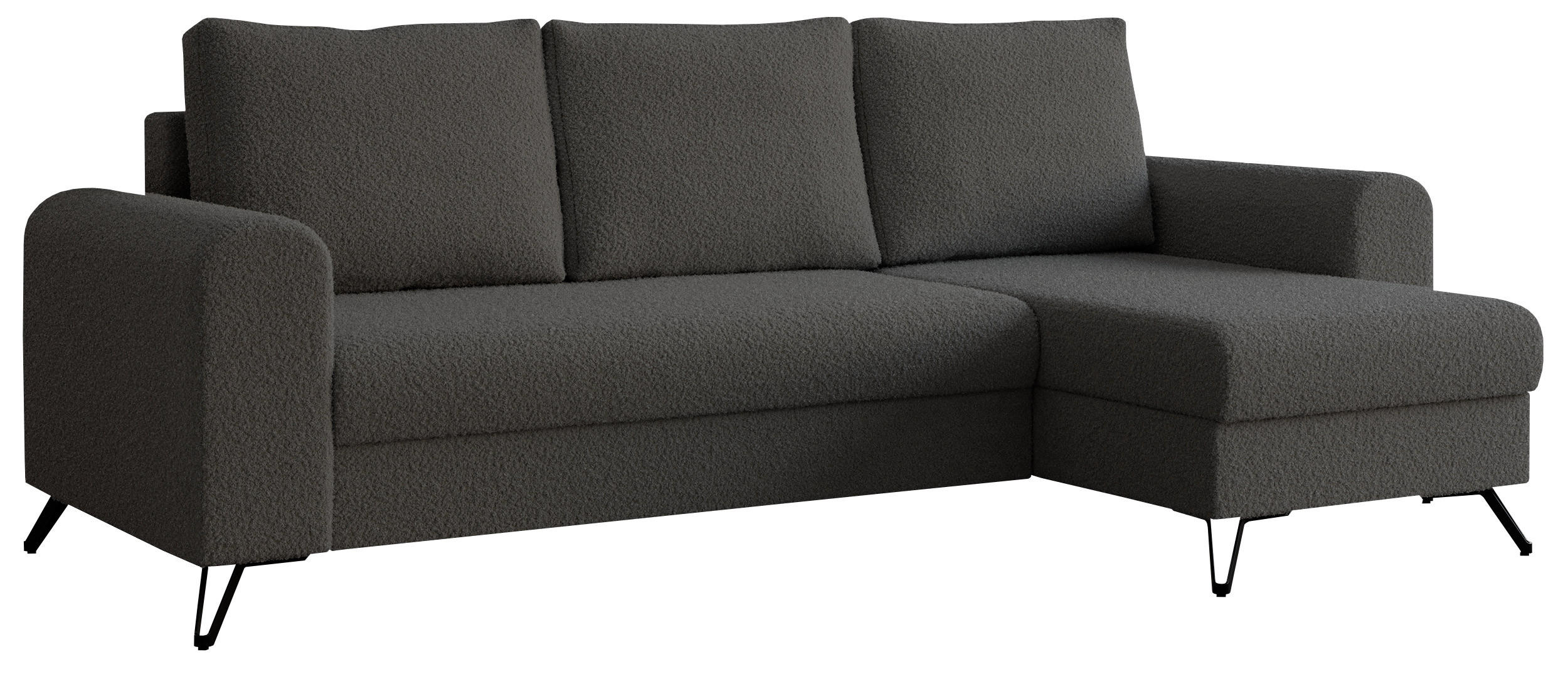 ECKSOFA Hugo Boucle Dunkelgrau - Dunkelgrau/Schwarz, Textil/Metall (242/140cm) - MKS