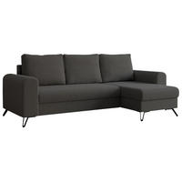 ECKSOFA Hugo Boucle Dunkelgrau - Dunkelgrau/Schwarz, Textil/Metall (242/140cm) - MKS
