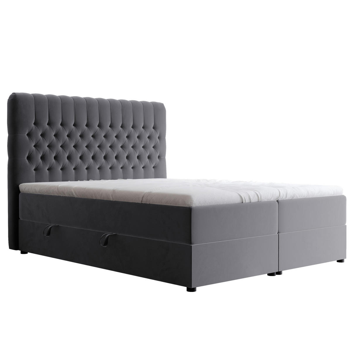 BOXBETT 160x200 cm mit Topper - Dunkelgrau, Holzwerkstoff/Textil (160/200cm) - Idohome