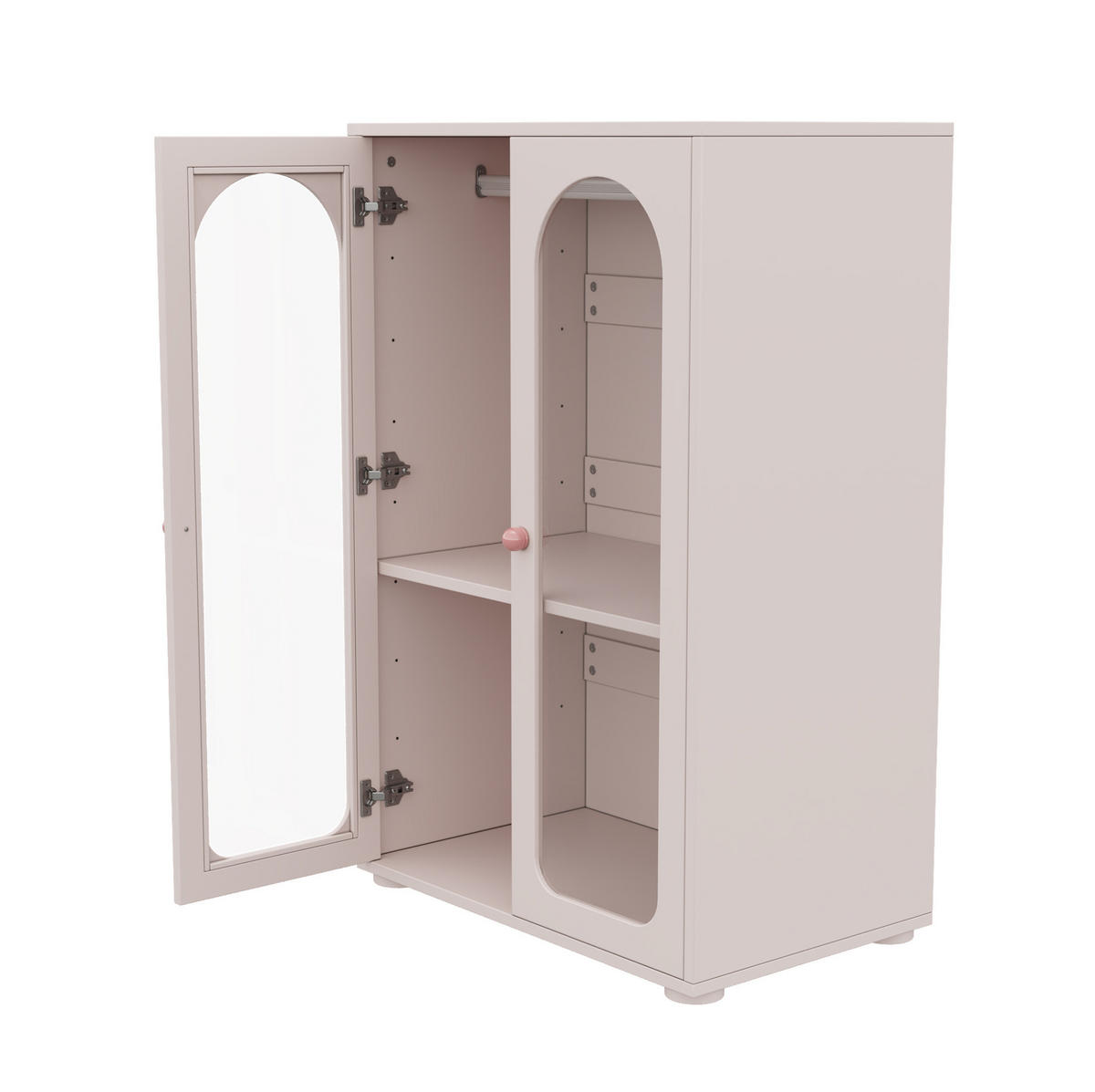KLEIDERSCHRANK 80/50/120 cm babyrosa aus MDF und Acryl mit Kleiderstange - Pink, Holzwerkstoff (80/120/50cm) - OKWISH