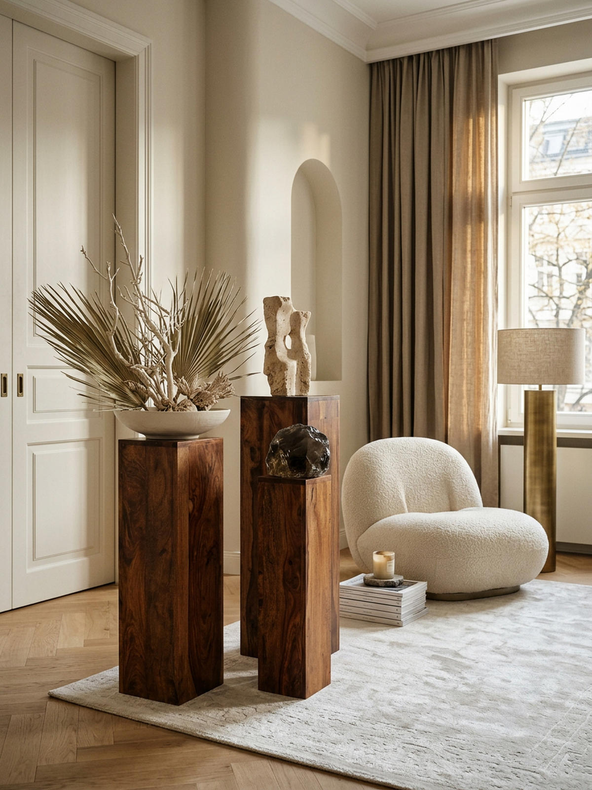 BEISTELLTISCH 3er Set Massivholz Ineinander Verstaubar Einzigartige Maserung, Braun 24x24x85 cm - Braun, Holz (24/24/85cm) - KADIMA DESIGN