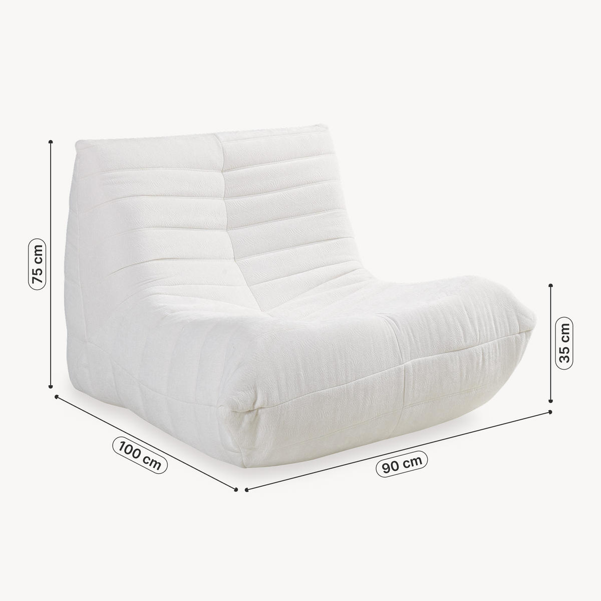 BODENSESSEL Kodsø - Beige, Textil (90/75/100cm) - [en.casa]