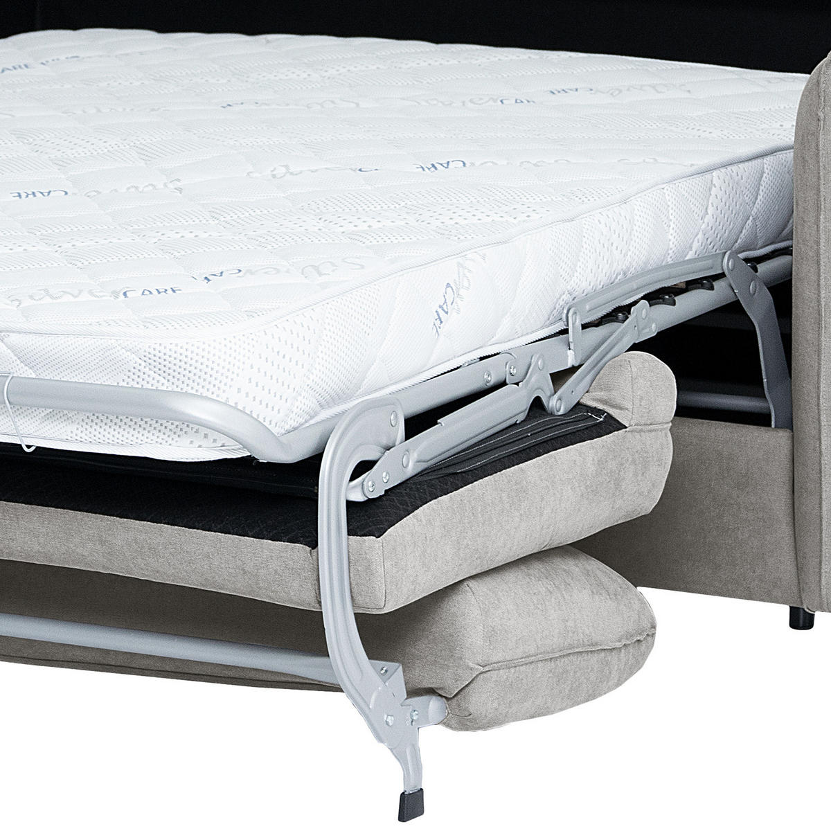 SCHLAFSOFA mit Matratze - Hellgrau/Schwarz, Kunststoff/Textil (194/86/104cm) - home24