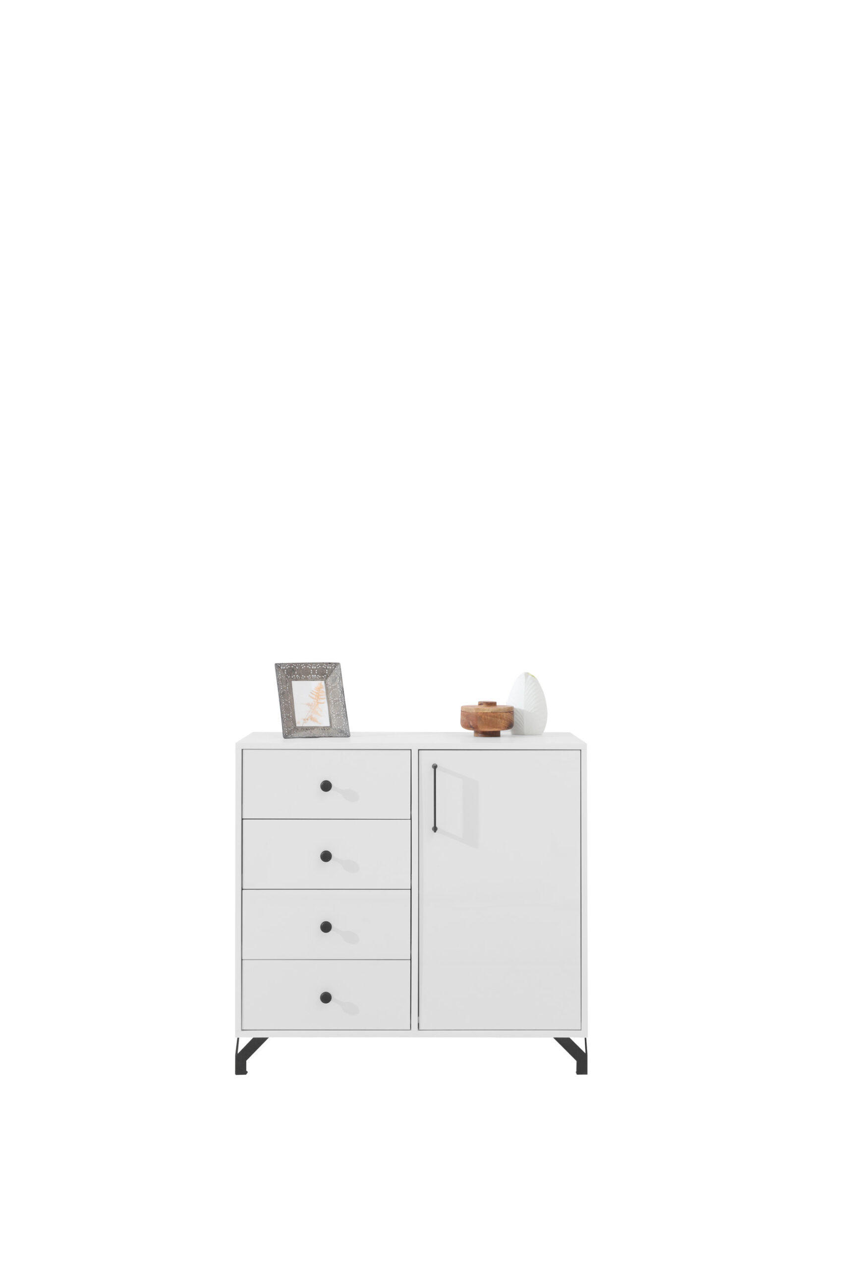 KOMMODE Hemma in Weiß Hochglanz ca. 90 × 85 × 40 cm - Weiß, Holzwerkstoff (90/85/40cm)