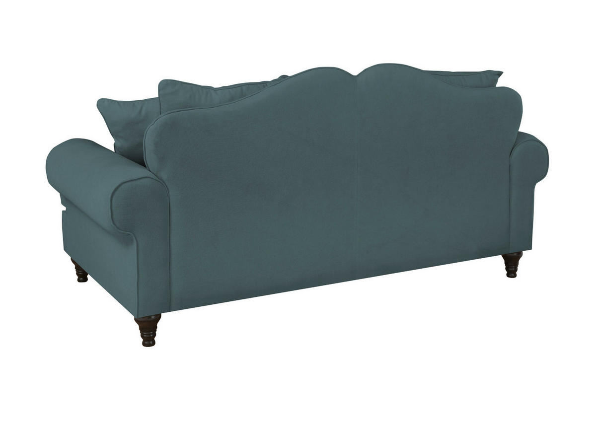 SOFA blaugrün Landhaus, Couch 3-Sitzer 200 cm - Dunkelgrün, Holz/Textil (200/95/100cm) - Furn.Design