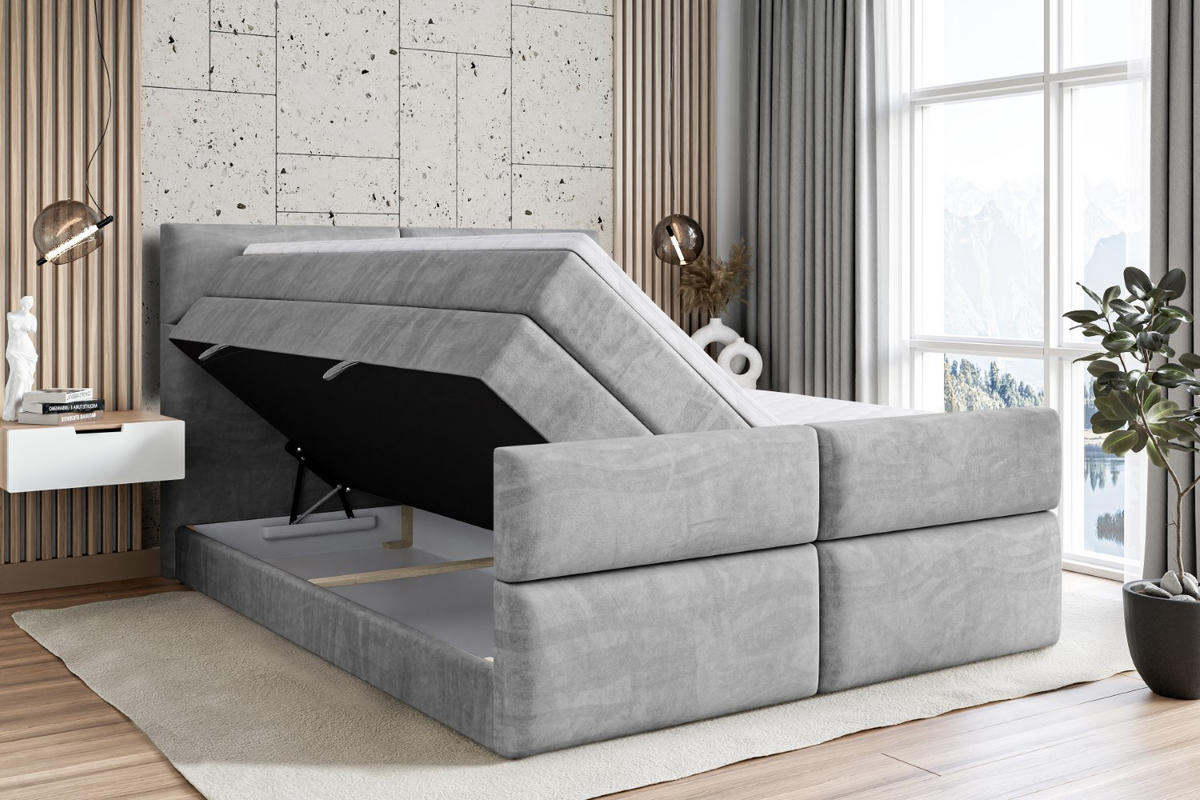 BOXSPRINGBETT BOXI3-Z KING - 120x200 - H3/H4 - Hellgrau - Hellgrau, Holzwerkstoff (120/200cm) - ALTDECOR