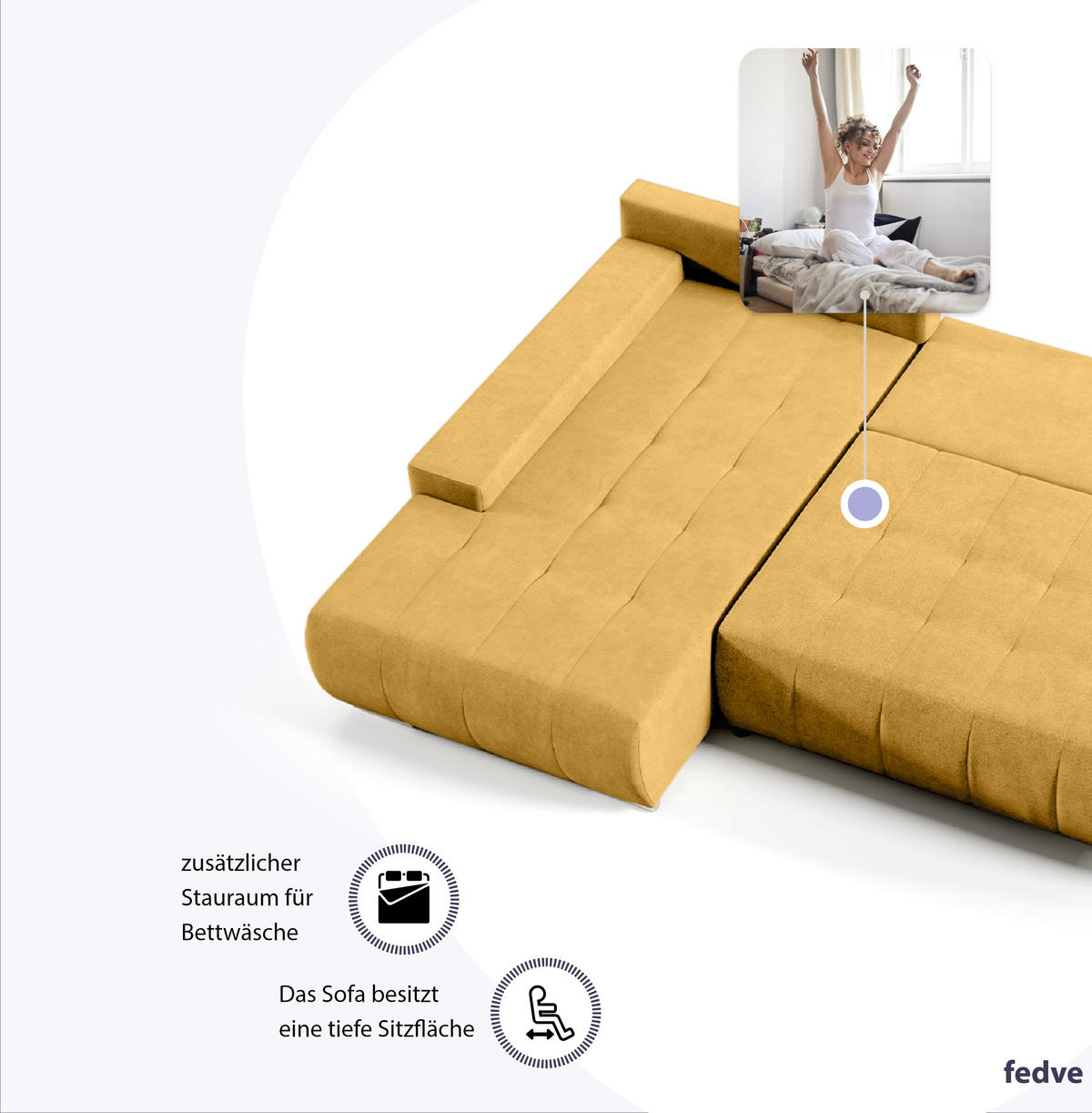 ECKSOFA mit Schlaffunktion Dhaka L, Honig - Honig, Textil (185/265cm) - Fedve