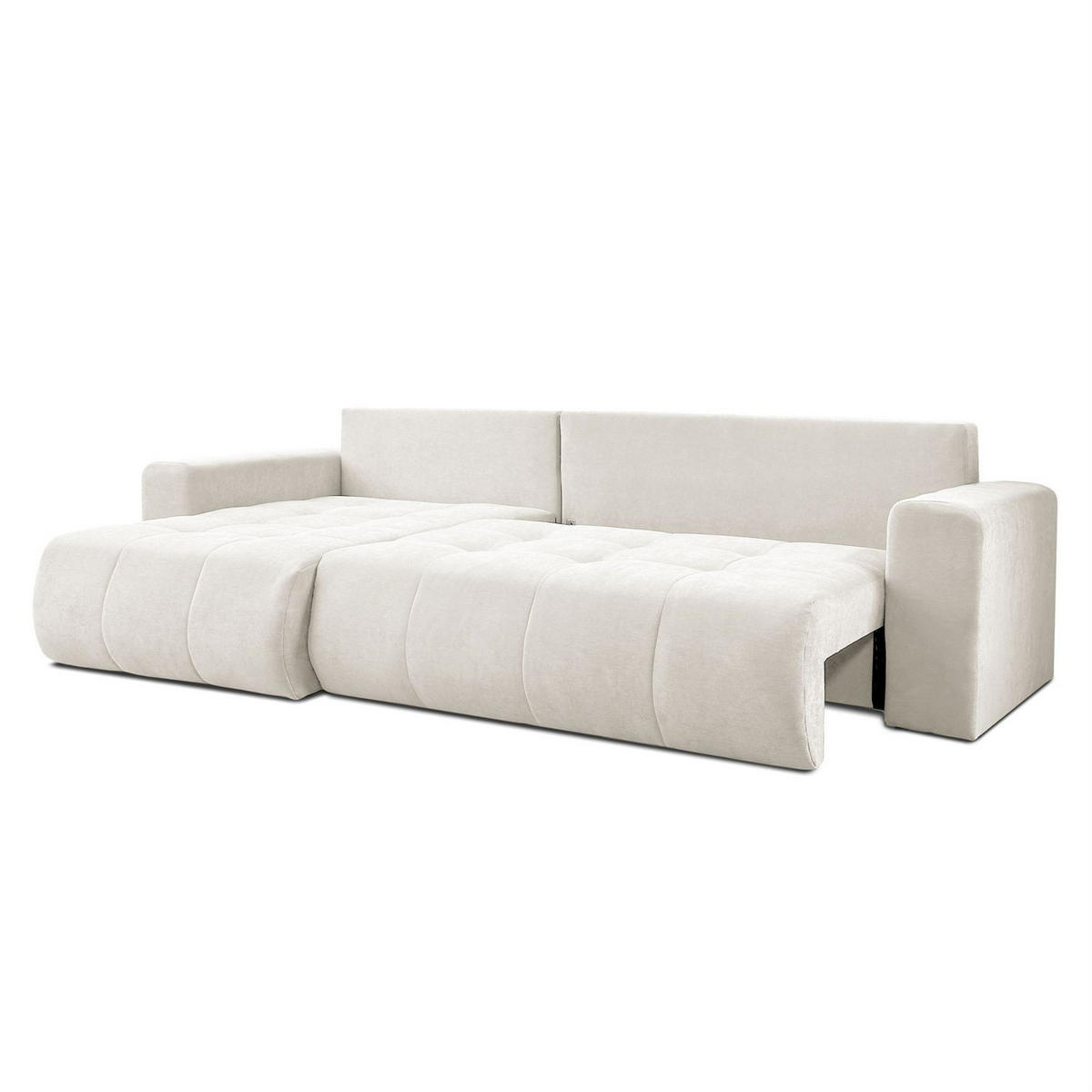 ECKSOFA Gepolstertes CLOUD mit Schlaffunktion und Bettkasten, Wind 02 - Beige, Textil (277/143cm) - Lookway
