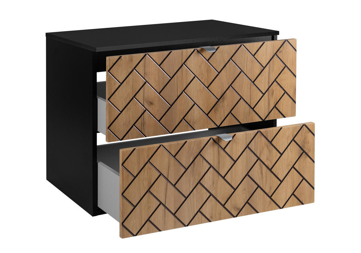 WASCHBECKUNTERSCHRANK TREND Eiche/Schwarz 80/46/60 cm - Schwarz, Holzwerkstoff (80/62/46cm) - Rodan