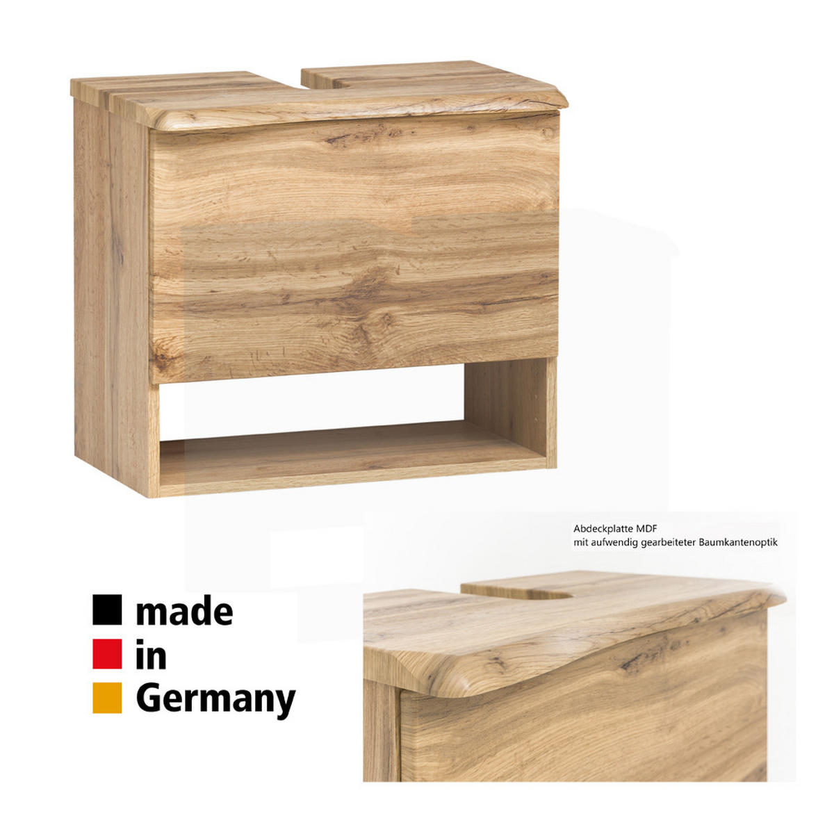 WASCHBECKENSCHRANK Kahla-03 - Braun, Holzwerkstoff (61/54/40cm) - Lomado