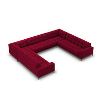 PANORAMASOFA Mamaia aus Samt rot 9 Sitzplätze - Rot, Textil (256/75/337cm) - Micadoni