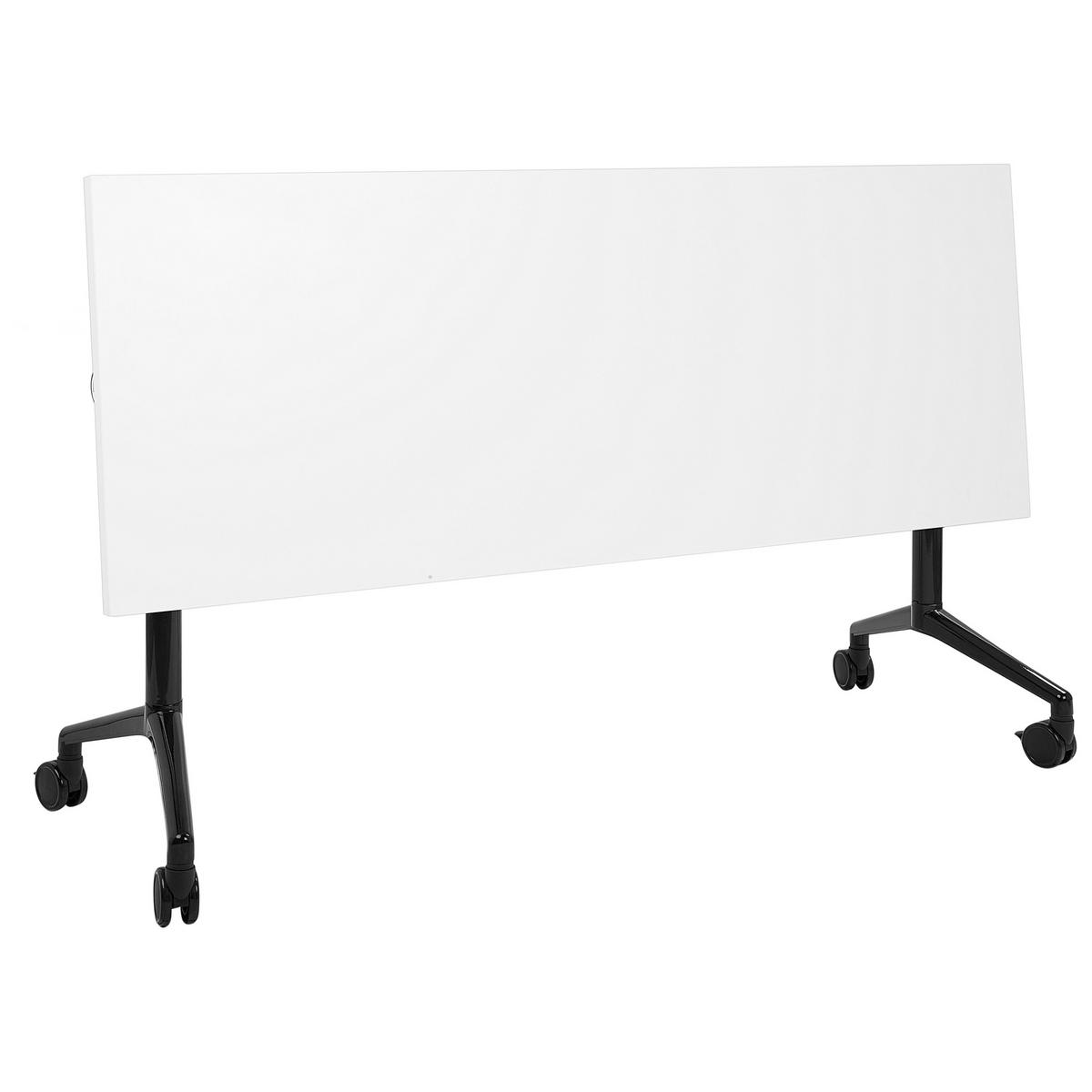 PSACÍ STŮL Skládací Bílý 160/60 cm s kolečky Cavi - bílá/černá, kompozitní dřevo (60/160/75cm) - Beliani