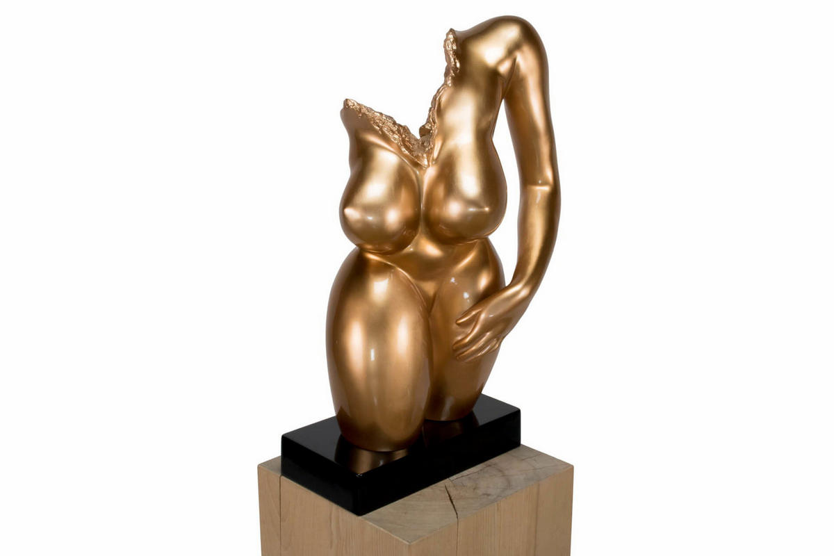 SKULPTUR Gold 34/60 cm - Goldfarben, Stein (6.5/60/24cm) - KUNSTLOFT