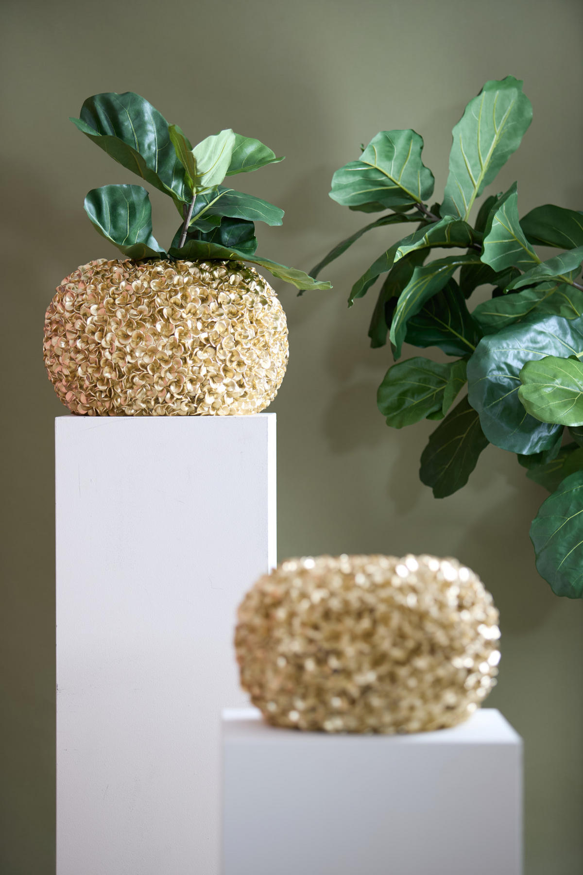 VASE Phylia Gold Ø47,5/30 cm - Goldfarben, Kunststoff (30cm) - Light & Living