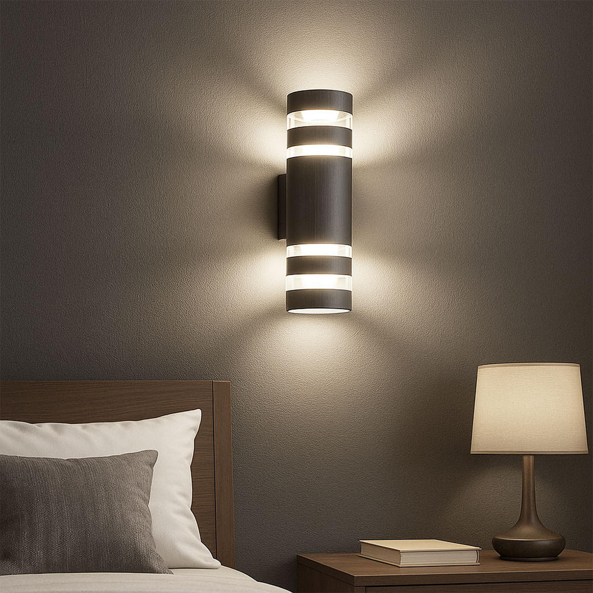 LED WANDLEUCHTE Glas Anthrazit 2-flammig - Anthrazit, Glas (6.5/22/22cm) - Globo Lighting