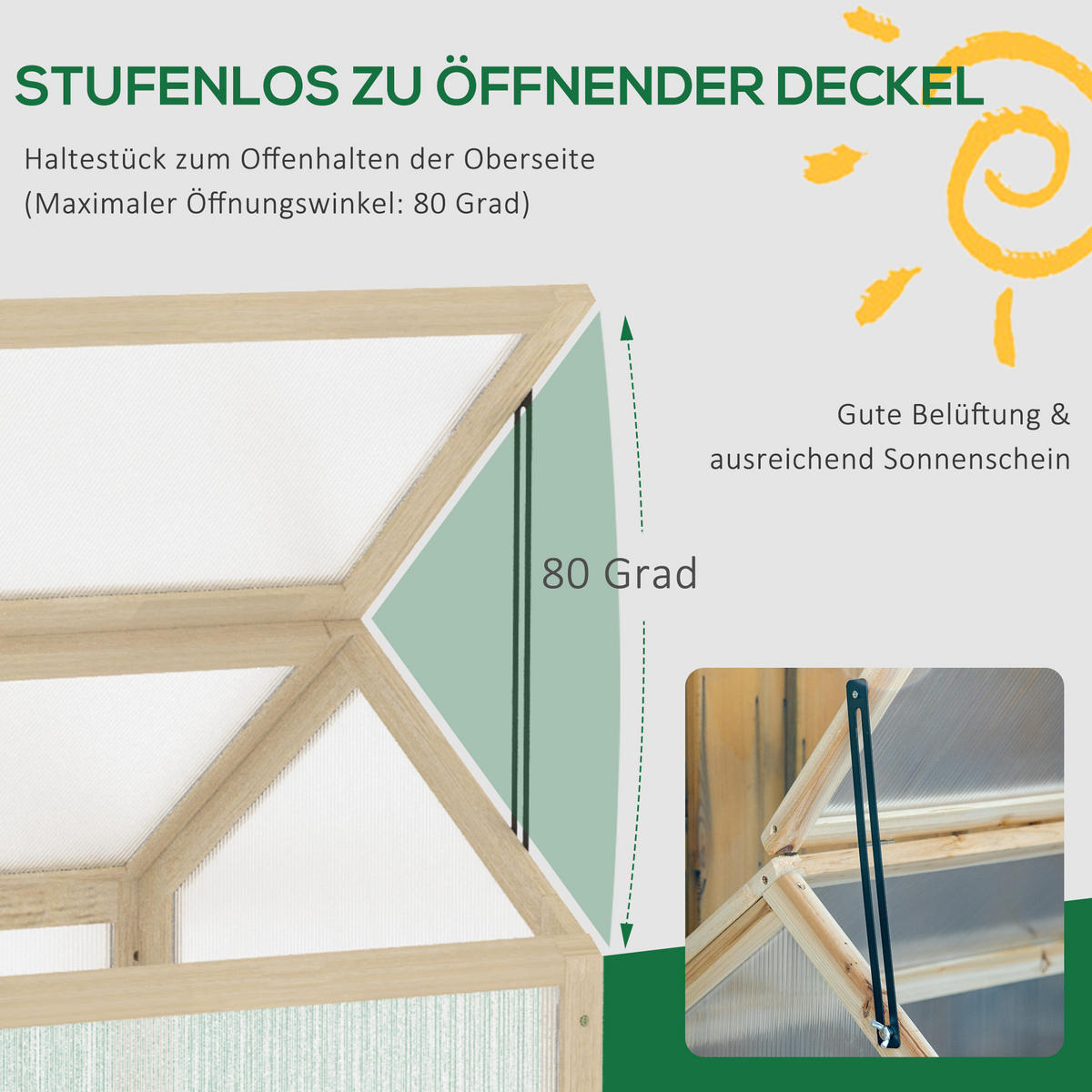 FRÜHBEET aus Holz 90 x 52 x 49,5 cm - Naturfarben, Holz (52/49.5/90cm) - Outsunny