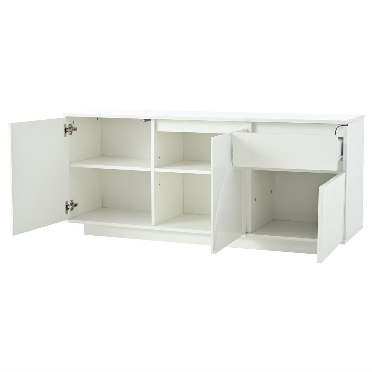 SIDEBOARD Weiß 140/40/60 cm LED Hochglanz - Weiß, Holzwerkstoff (140/60/40cm) - PANGIVO