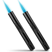 STABFEUERZEUG 2-teiliges Set 15,2 cm schwarz nachfüllbar winddicht - Schwarz, Metall (1.9/1.9/15.2cm)