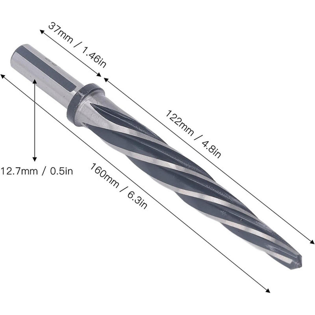 BOHRER - 160 mm lang, geeignet zum Schneiden von Stahl und Metall, 5 Schneidkanten, hohe Schnittpräzision. - Silberfarben, Metall (16/2/1cm) - DCA