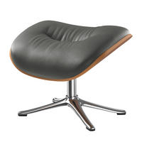 POLSTERHOCKER - Chromfarben/Grau, Leder/Metall (44/39/42cm) - home24